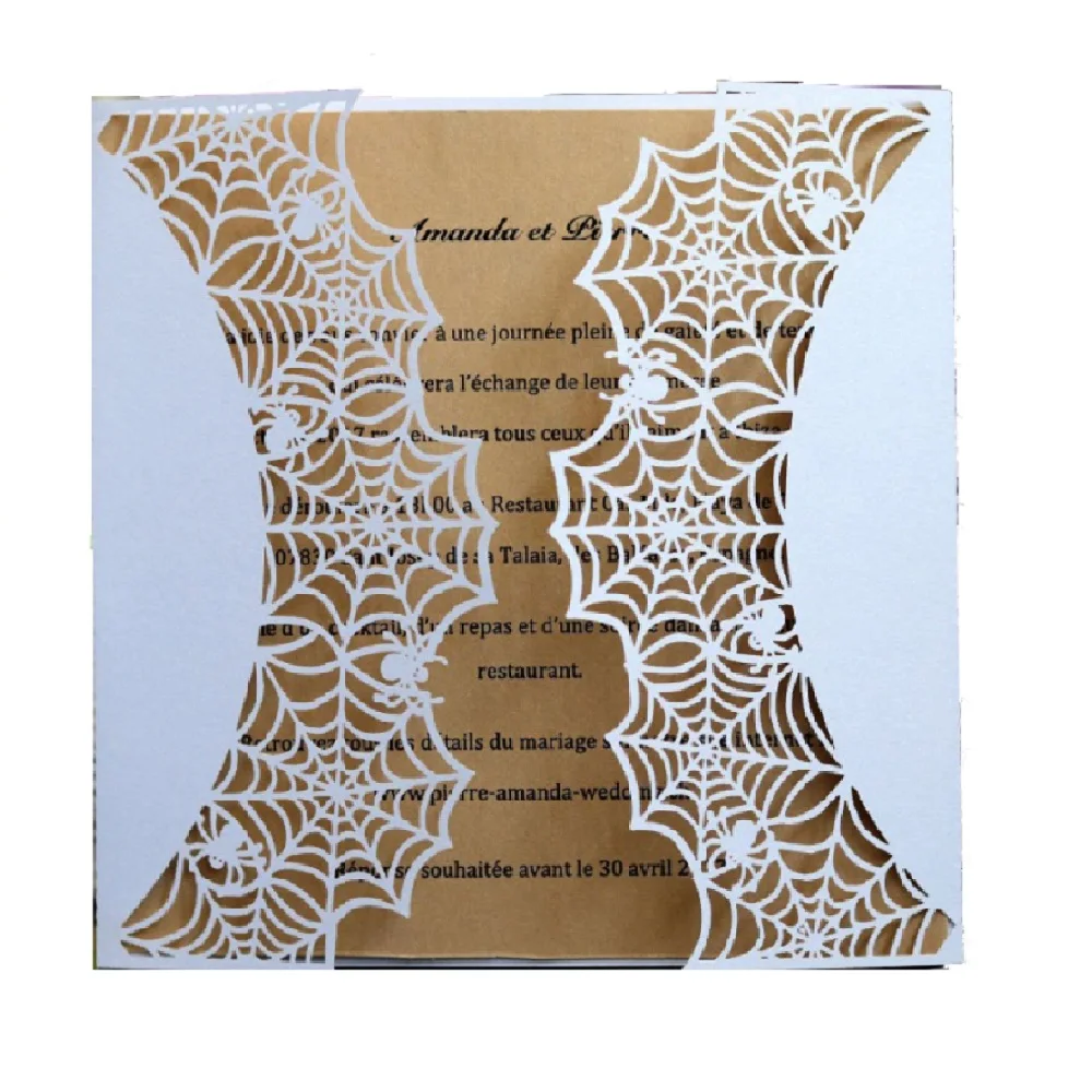 

50pcs invitation cards White Spiderweb Laser Cut Invites Cards Lace Hollow Wedding Invitations card