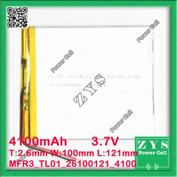 Polymer battery 4100 mah 3.7 V 26100121 25100120 smart home MP3 speakers Li-ion battery for dvr,GPS,mp3,mp4,cell phone,speaker
Polymer battery 4100 mah 3.7 V 26100121 25100120 smart home MP3 speakers Li-ion battery for dvr,GPS,mp3,mp4,cell phone,speaker