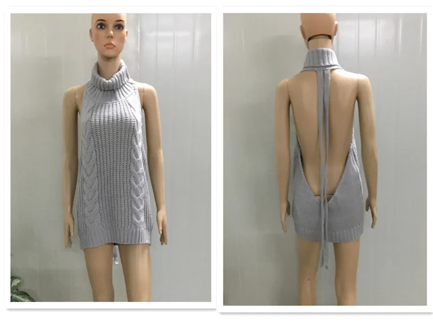 Summer New Turtleneck Sleeveless Long Virgin Killer Sweater Japanes Knitted Sexy backless Women Sweaters And Pullovers 2017
Summer New Turtleneck Sleeveless Long Virgin Killer Sweater Japanes Knitted Sexy backless Women Sweaters And Pullovers 2017