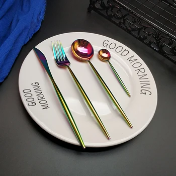 Hot Sale 4pcs Rainbow Mirror Light Dinnerware Kitchen 304 Stainless steel Knife Fork Spoon Food Tableware Flatware Set
Hot Sale 4pcs Rainbow Mirror Light Dinnerware Kitchen 304 Stainless steel Knife Fork Spoon Food Tableware Flatware Set
