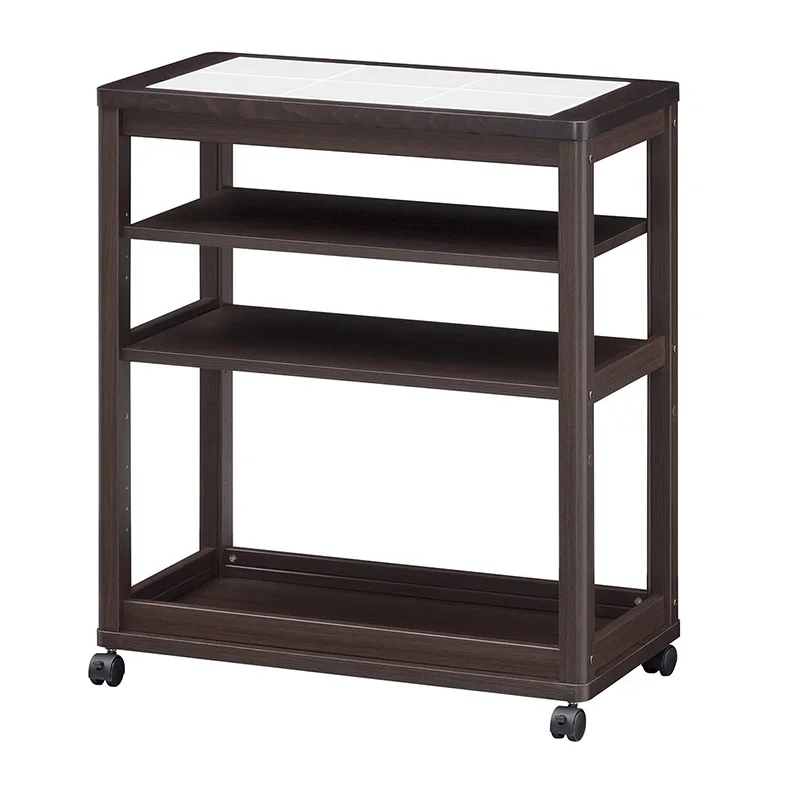 INNESS Wooden Rolling Storage Microwave Cart Kitchen Trolley with OAK B-7003