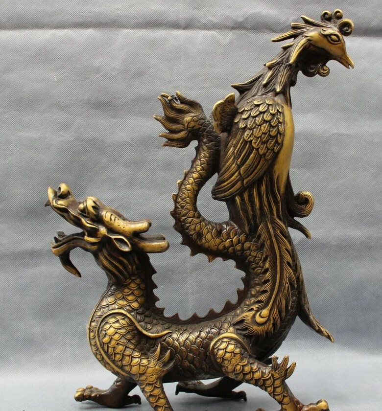 S4605 15" Chinese Bronze Folk Buddhism FengShui Wealth Myth Dragon Phoenix Statue D0318
S4605 15" Chinese Bronze Folk Buddhism FengShui Wealth Myth Dragon Phoenix Statue D0318