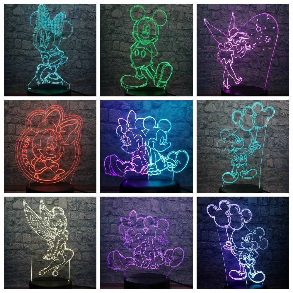 Dropshipping New 2019 3D LED Lamp Mickey Minnie Mouse Donald Duck Daisy Tinker bell 7 Colors Change Night Light Room Decor Gift
Dropshipping New 2019 3D LED Lamp Mickey Minnie Mouse Donald Duck Daisy Tinker bell 7 Colors Change Night Light Room Decor Gift