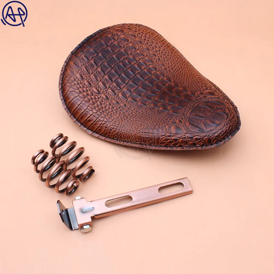 for Harley Custom Chopper Bobber Leather Saddle Seat Motorcycle Retro Brown/Black Crocodile Leather Solo Seat+3" Spring Bracket
for Harley Custom Chopper Bobber Leather Saddle Seat Motorcycle Retro Brown/Black Crocodile Leather Solo Seat+3" Spring Bracket