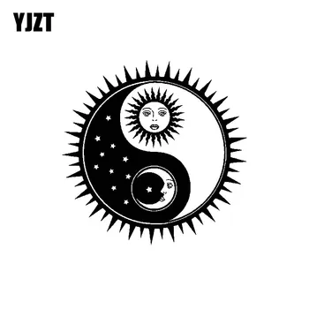

YJZT 15.7CM*15.7CM Unusually Happy Delicate Yin Yang Sun Cool Dazzling Vinyl Decal Car Sticker Black/Silver C19-1286