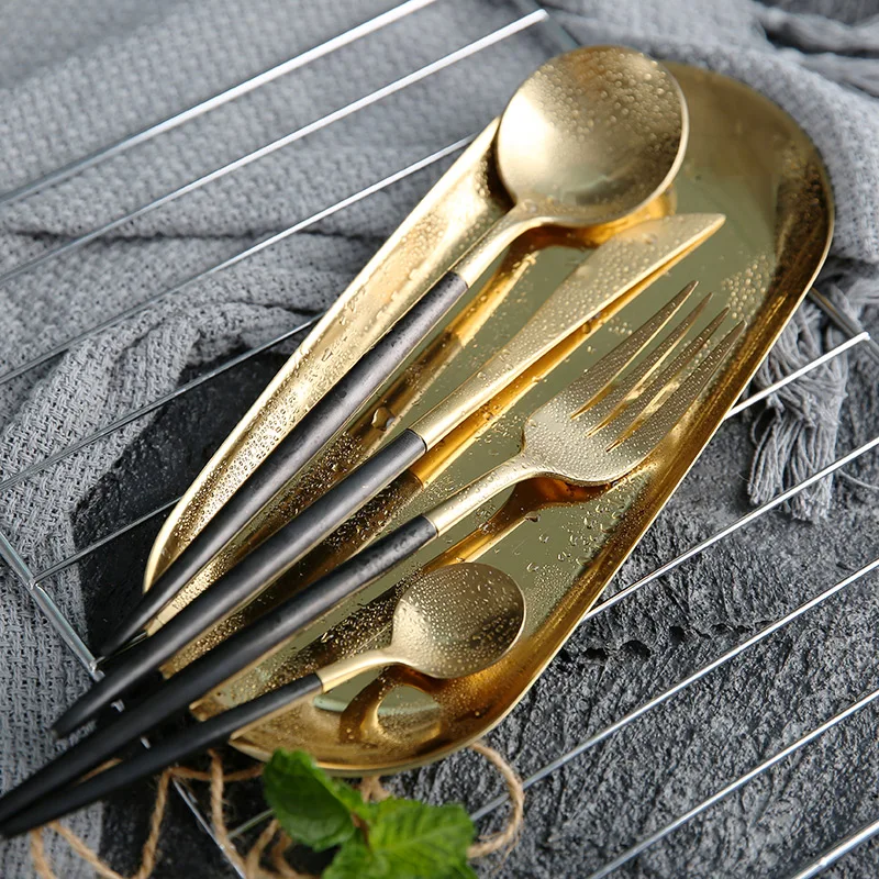 Luxury 304 Stainless Steel Cutlery Golden Dinnerware Set Dinner Fork Knife Gold Cutleries 4 Pieces Matte Brushed Black Tableware
Luxury 304 Stainless Steel Cutlery Golden Dinnerware Set Dinner Fork Knife Gold Cutleries 4 Pieces Matte Brushed Black Tableware
