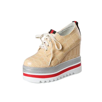 2018 new age season thick high-heeled platform high heel joker lace-up casual shoes loafers. 18328
2018 new age season thick high-heeled platform high heel joker lace-up casual shoes loafers. 18328