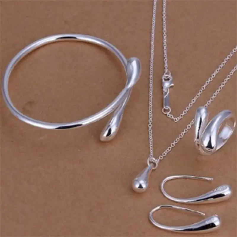 Fashion Hot Elegant Adjustable Rings&Bangles Jewelry Set for Women Classic Silver Color Alloy Water Drops Necklace Earrings Set
Fashion Hot Elegant Adjustable Rings&Bangles Jewelry Set for Women Classic Silver Color Alloy Water Drops Necklace Earrings Set