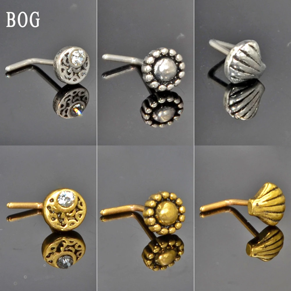 BOG-1PC Surgical Steel Crescent Nose Bone Ring Dotted Sun Seashell L Shape Nose Stud Piercing Nose Ring 20G
BOG-1PC Surgical Steel Crescent Nose Bone Ring Dotted Sun Seashell L Shape Nose Stud Piercing Nose Ring 20G