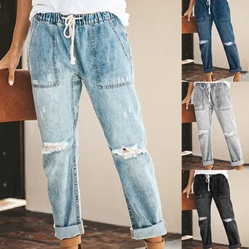 Women Street Casual Jeans Elastic Waist Ripped Hole Denim Jean Plus Size Straight Pants Trousers
Women Street Casual Jeans Elastic Waist Ripped Hole Denim Jean Plus Size Straight Pants Trousers