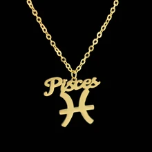 Stainless steel constellation pendant necklace Pisces gold letter necklace silver men and women jewelry Valentine's Day gift
Stainless steel constellation pendant necklace Pisces gold letter necklace silver men and women jewelry Valentine's Day gift