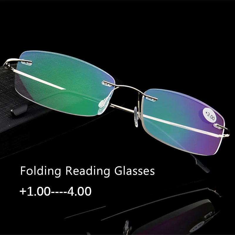Folding Rimless Reading Glasses Men Women Ultra-Light Memory titanium Presbyopic +1.0 +1.5 +2.0 +2.5 +3.0 +3.5 +4.0 Q3002
Folding Rimless Reading Glasses Men Women Ultra-Light Memory titanium Presbyopic +1.0 +1.5 +2.0 +2.5 +3.0 +3.5 +4.0 Q3002