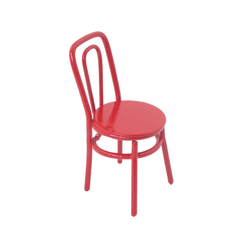 1:12 Mini Chair Dollhouse Miniatures Red Alloy Chair for Any Doll Rooms Baby doll Accessories Ornament Baby Toys girls Gift