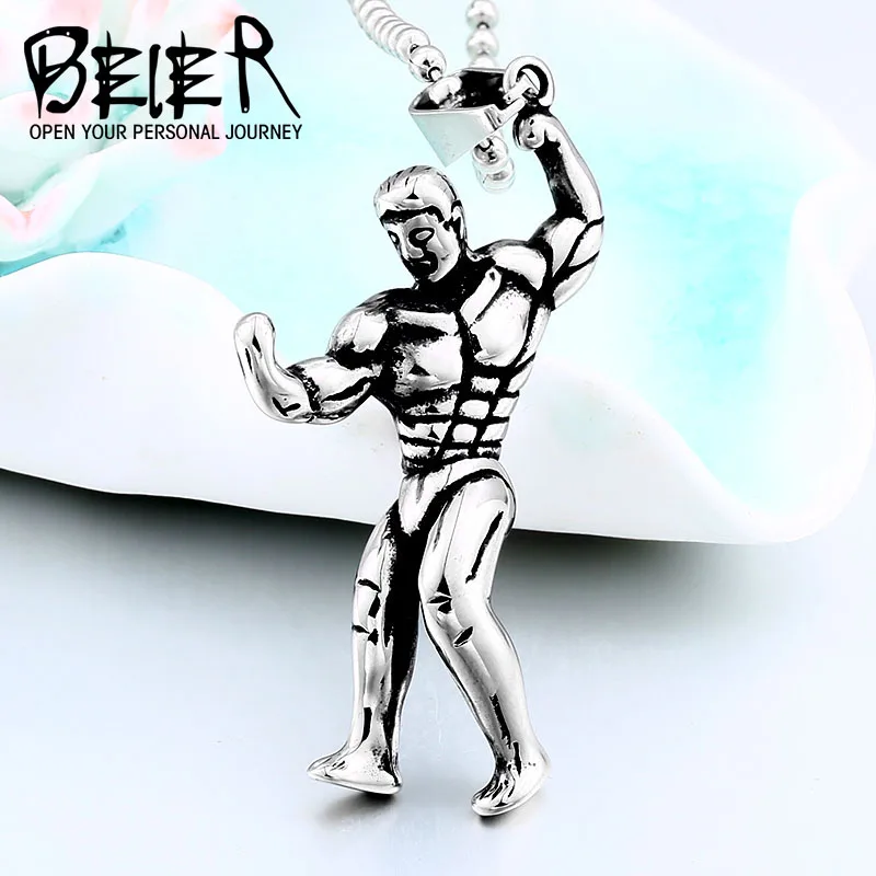 Fitness Strong Man Pendant Necklace Men Stainless Steel Chain Silver/Gold Hippie Necklace Motivation Gym Hip Hop Jewelry WR-P039
Fitness Strong Man Pendant Necklace Men Stainless Steel Chain Silver/Gold Hippie Necklace Motivation Gym Hip Hop Jewelry WR-P039