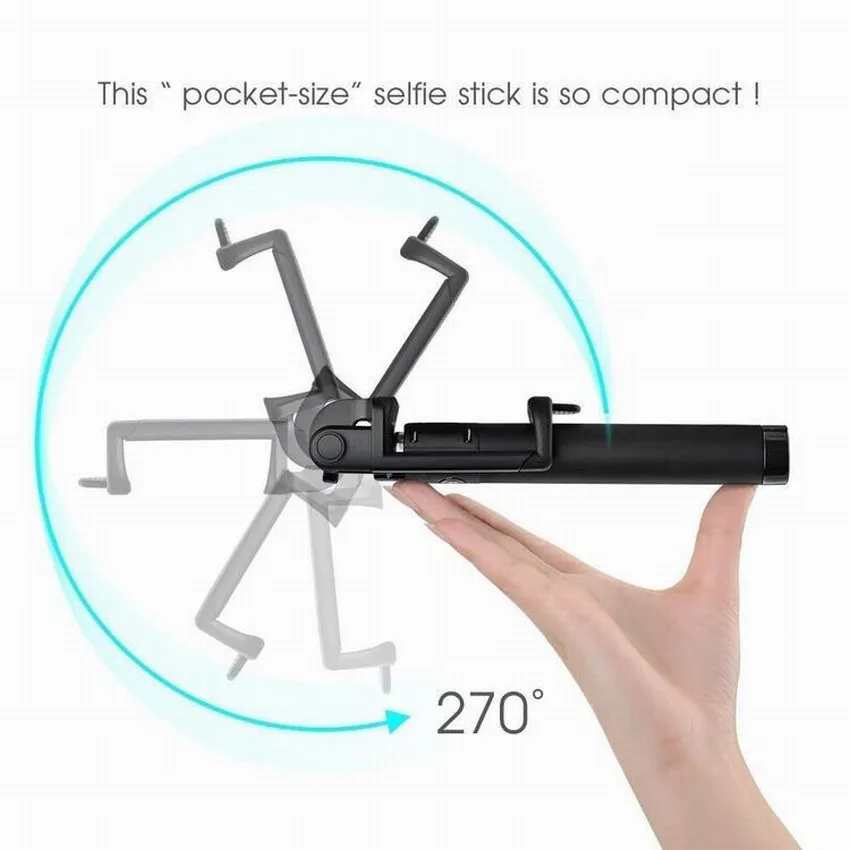 Portefeuille Selfie Stick Handheld Extended Monopod UNIVERSAL Stand for iPhone 6 S 6s Plus SE Galaxy S7 S6 Edge S8 Mobile Holder (4)
