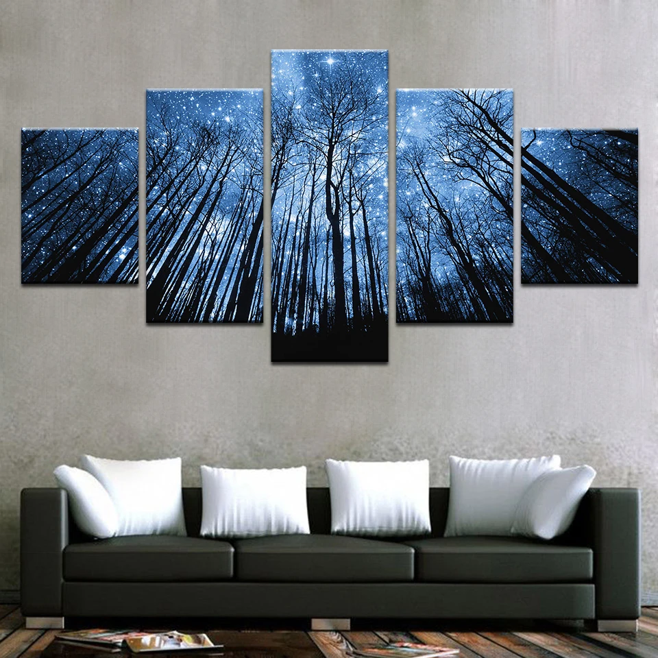 Home Decor Canvas Prints Posters 5 Pieces Forest With Bule Starry Sky Paintings Living Room Wall Art Abstract Pictures Framework
Home Decor Canvas Prints Posters 5 Pieces Forest With Bule Starry Sky Paintings Living Room Wall Art Abstract Pictures Framework