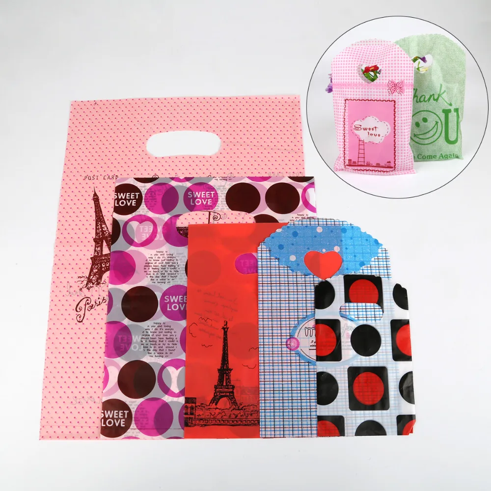 50pcs 9*15 20*25cm Plastic Bags Jewelry Cards Pouches Greeting Cards Gift Bag