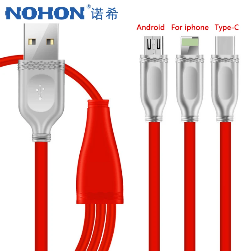 NOHON 3 IN 1 Fast Micro USB Type-C TPE Data Cable For Iphone Samsung Galaxy Universal Phone 3A Quick Lighting Charge Cables 1.2M
NOHON 3 IN 1 Fast Micro USB Type-C TPE Data Cable For Iphone Samsung Galaxy Universal Phone 3A Quick Lighting Charge Cables 1.2M