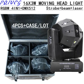 4PCS/ 16X3W moving head light+Flight Case rgbw 4in1 strobe light + laser light + beam light 3in1 effect dj equipment
4PCS/ 16X3W moving head light+Flight Case rgbw 4in1 strobe light + laser light + beam light 3in1 effect dj equipment