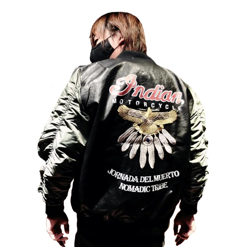 Air Force one MA1 bomber jacket Men PU Leather eagle Embroidery Outerwear Moto Biker Coats
Air Force one MA1 bomber jacket Men PU Leather eagle Embroidery Outerwear Moto Biker Coats