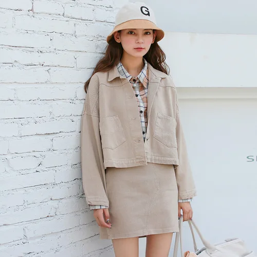 Womens Two Piece Sets 2019 Fall Winter Korean Vintage Long Sleeve Denim Jacket Mini Skirt Clothing Set conjunto feminino S70
Womens Two Piece Sets 2019 Fall Winter Korean Vintage Long Sleeve Denim Jacket Mini Skirt Clothing Set conjunto feminino S70