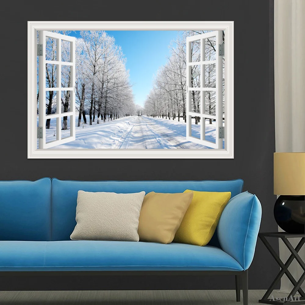 PVC 3D Window View Snow Tree Wall Sticker Winter Forest Wallpaper for Living Room Home Decor Kitchen Children room Wall poster
PVC 3D Window View Snow Tree Wall Sticker Winter Forest Wallpaper for Living Room Home Decor Kitchen Children room Wall poster