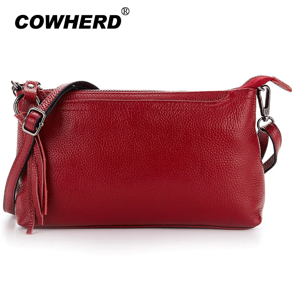 Cowhide PU Leather Women Messenger Bags Tassel Crossbody Bag Female Shoulder Bags For Women Clutch