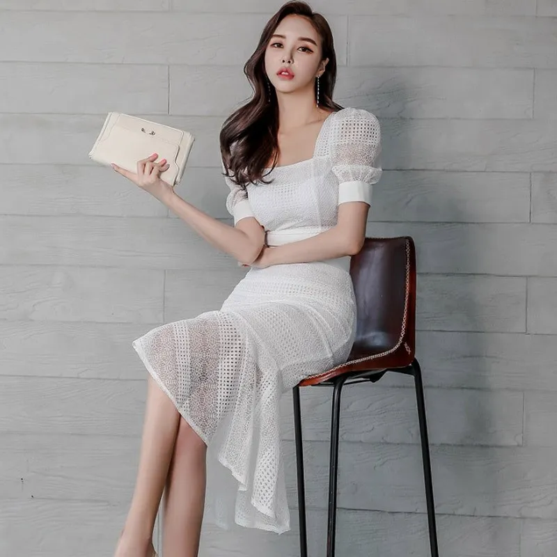Women Patchwork Mermaid Skirt Set Puff Sleeve Package Hip Sexy Set Ruffles Hollow Out Two Piece Set
Women Patchwork Mermaid Skirt Set Puff Sleeve Package Hip Sexy Set Ruffles Hollow Out Two Piece Set