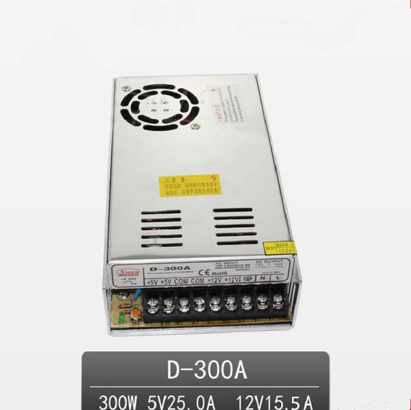5V25A 12V15.5A 300W A Dual output Switching power supply D-300A AC to DC 25A DC 15.5A
5V25A 12V15.5A 300W A Dual output Switching power supply D-300A AC to DC 25A DC 15.5A