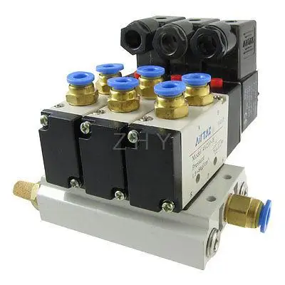 4V210-08 2 Position 5 Way Pneumatic Solenoid Valve w Muffler Base