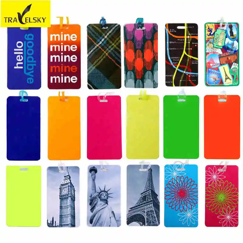 Image Luggage tag PVC material  multicolor and Styles mix business travel bags tags pull rod box sign 5 pcs lot free shipping 13112