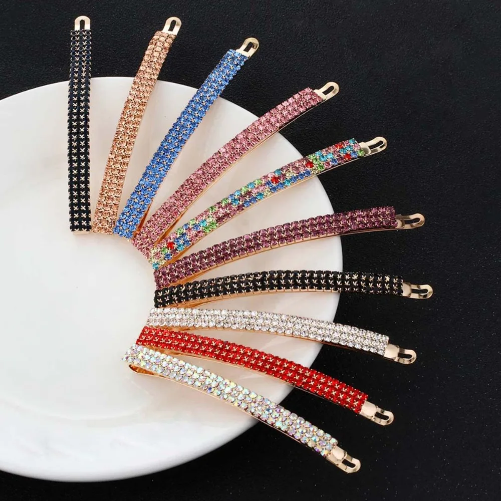 Women Rhinestones Hair Jewelry Multiple Colors Headwear Bling Crystal Hair Clips Ornaments Banana Shaped Barrette Hairpins FJ025
Women Rhinestones Hair Jewelry Multiple Colors Headwear Bling Crystal Hair Clips Ornaments Banana Shaped Barrette Hairpins FJ025
