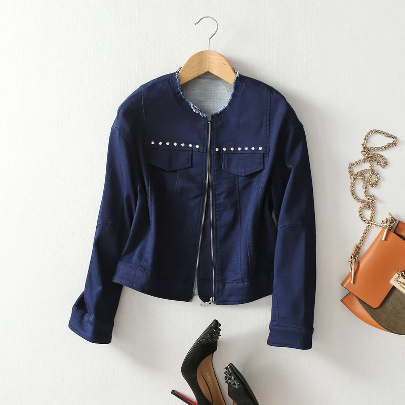 Spring women fashion slim long sleeve short design casual denim jacket female trendy tassel round neck rivet cotton outerwear
Spring women fashion slim long sleeve short design casual denim jacket female trendy tassel round neck rivet cotton outerwear