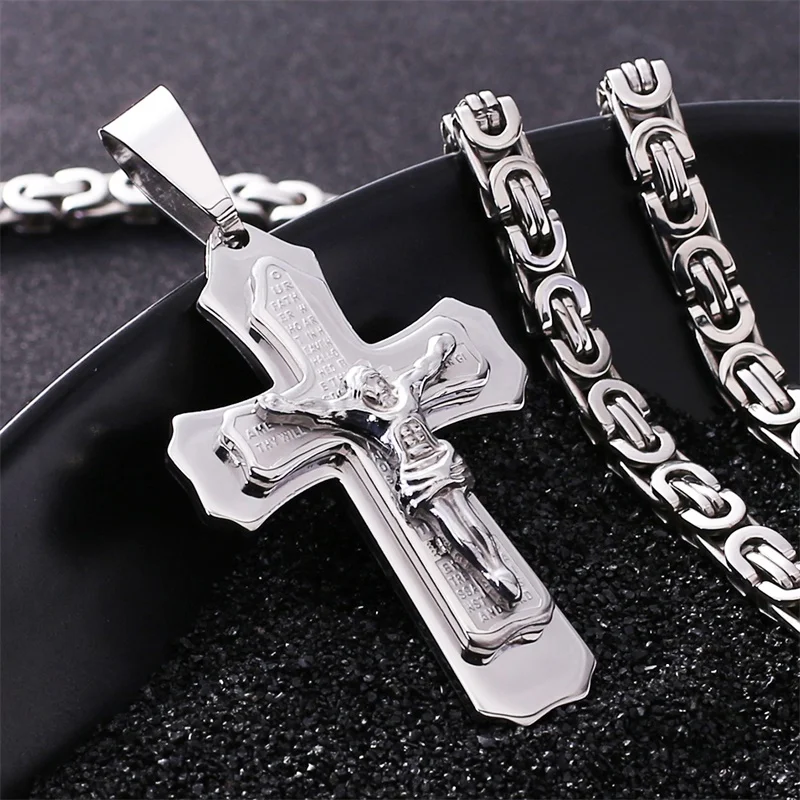 Fashion 316L Stainless Steel Man's High Quality Silver Cross Pendant Necklace with 6mm 22 inches Byzantine Link Chain Jewelry
Fashion 316L Stainless Steel Man's High Quality Silver Cross Pendant Necklace with 6mm 22 inches Byzantine Link Chain Jewelry