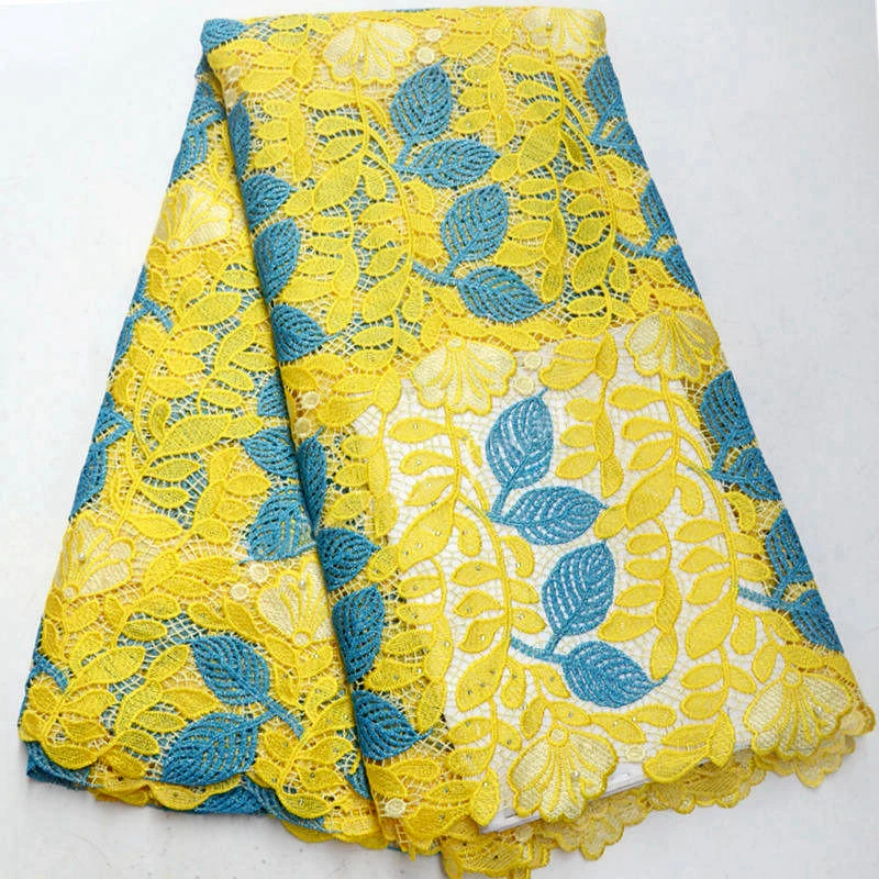 Yellow Embroidered Water soluble High quality nigerian african lace fabric Beaded guipure net cord lace fabric for party dress
Yellow Embroidered Water soluble High quality nigerian african lace fabric Beaded guipure net cord lace fabric for party dress