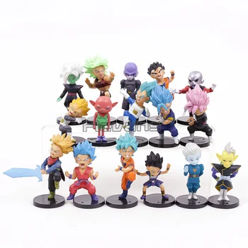 

Dragon Ball Super PVC Figures Toys Super Saiyan Rose Son Goku Trunks Vegeta Grand Priest Zamasu Monaka Hit Cabba 16pcs/set