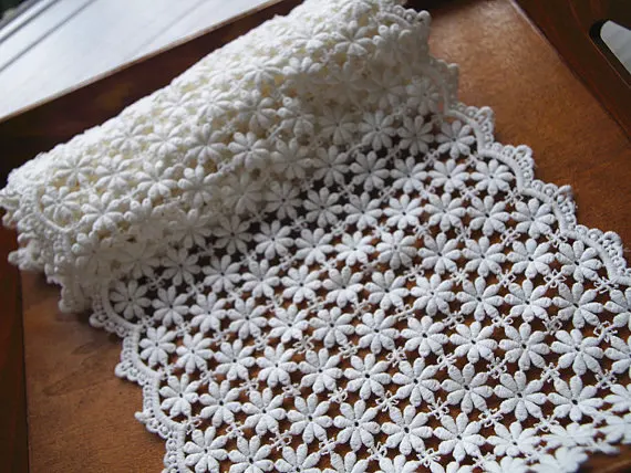 cotton Lace Trim with retro daisy flowers, scalloped trim, off- white cotton lace
cotton Lace Trim with retro daisy flowers, scalloped trim, off- white cotton lace