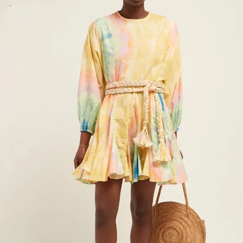 Hit Color Print Dresses Women Long Sleeve O Neck High Waist Lace Up Female Dress Spring Casual Fashion 2019 Tide
Hit Color Print Dresses Women Long Sleeve O Neck High Waist Lace Up Female Dress Spring Casual Fashion 2019 Tide