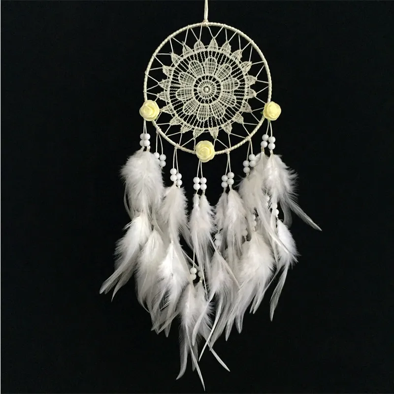 

New fashion originality big Hot white flower Dreamcatcher Wind Chimes Indian Style Feather Pendant Dream Catcher Gift