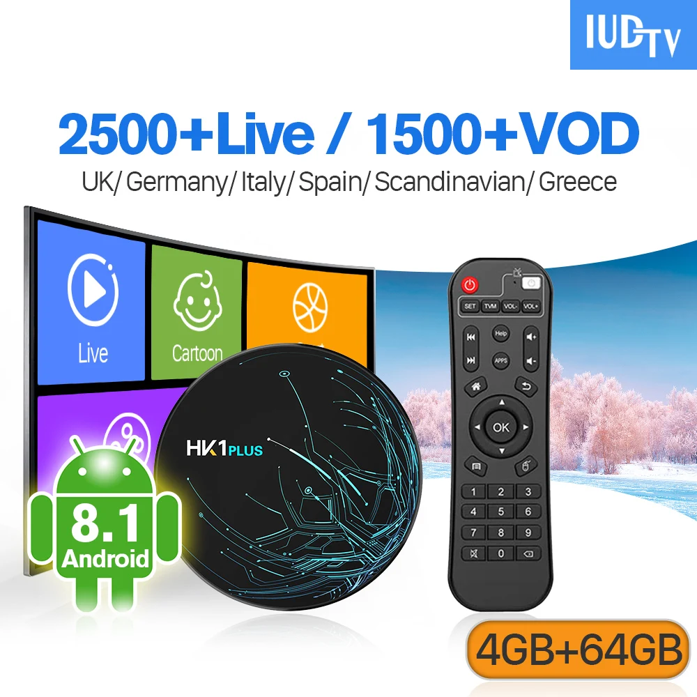 IUDTV IPTV Sweden Spain IP TV Subscription HK1 PLUS Android 8.1 4G+64G IPTV Sweden Spain Italy Germany UK IPTV Subscription Box
IUDTV IPTV Sweden Spain IP TV Subscription HK1 PLUS Android 8.1 4G+64G IPTV Sweden Spain Italy Germany UK IPTV Subscription Box