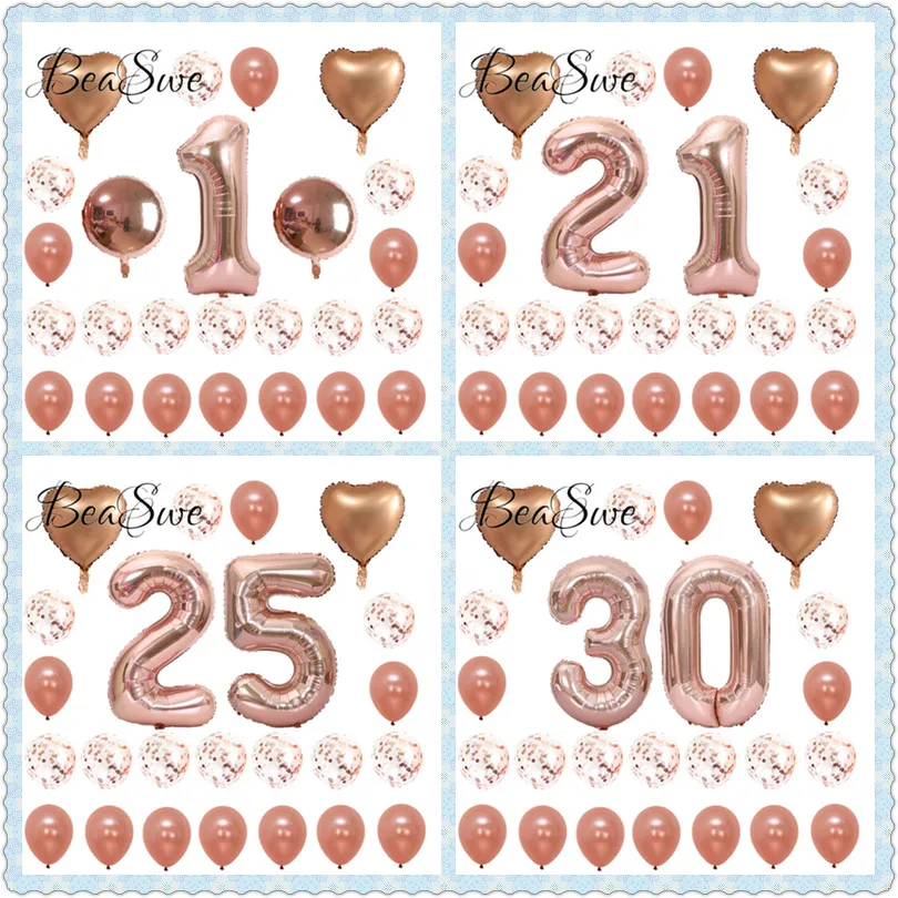 24pcs Large Size 40inch rose gold Foil Number Balloon with metallic heart round confetti latex balls birthday party Decor Globos
24pcs Large Size 40inch rose gold Foil Number Balloon with metallic heart round confetti latex balls birthday party Decor Globos