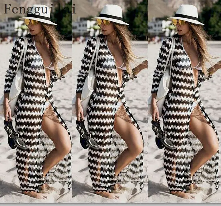 Women Summer Beach Party Maxi Dress Chiffon Thin Long Sleeve Costume Black White Wave Striped
Women Summer Beach Party Maxi Dress Chiffon Thin Long Sleeve Costume Black White Wave Striped