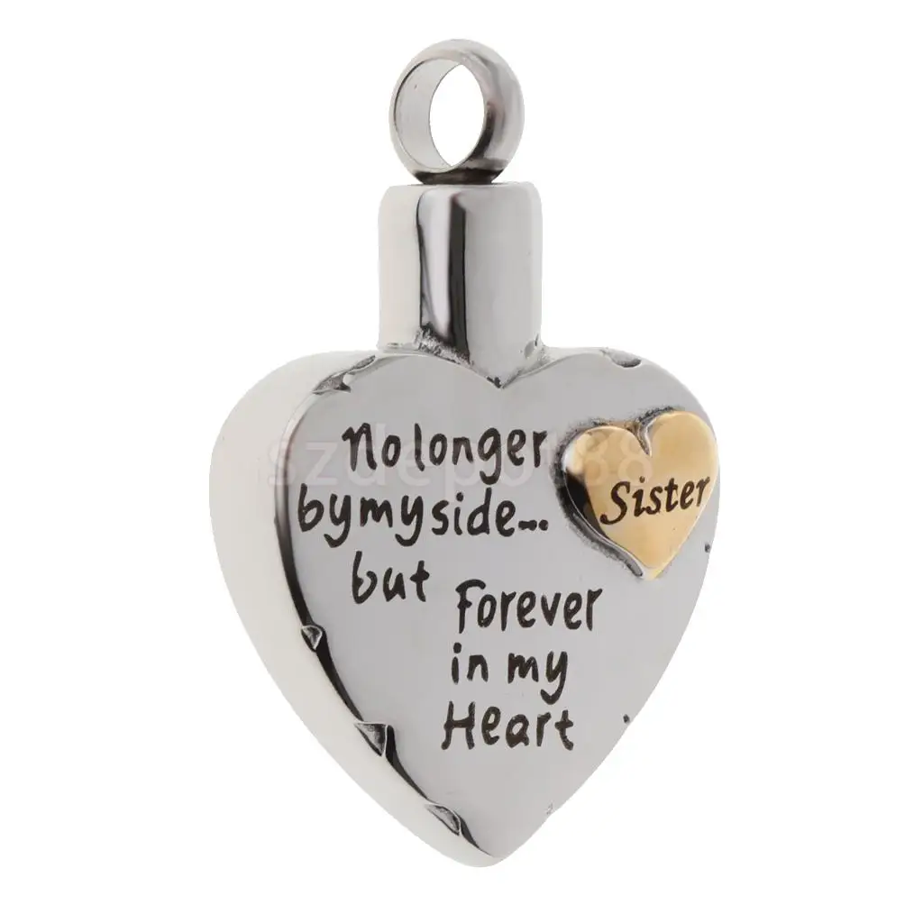 Dad Mom Son Sister Daughter Family Members Love Heart Cremation Urn Stainless Steel Pendant Forever In My Heart