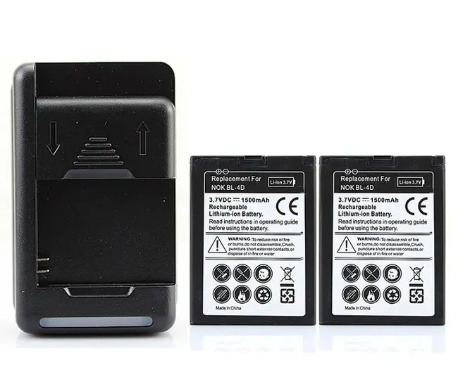 2x 1500 mAh BL-4D Battery + USB Wall Charger For Nokia N97 Mini N8 N8-00 E5 E5-00 E7 E7-00 Phone Replacement Commercial Batteria
2x 1500 mAh BL-4D Battery + USB Wall Charger For Nokia N97 Mini N8 N8-00 E5 E5-00 E7 E7-00 Phone Replacement Commercial Batteria
