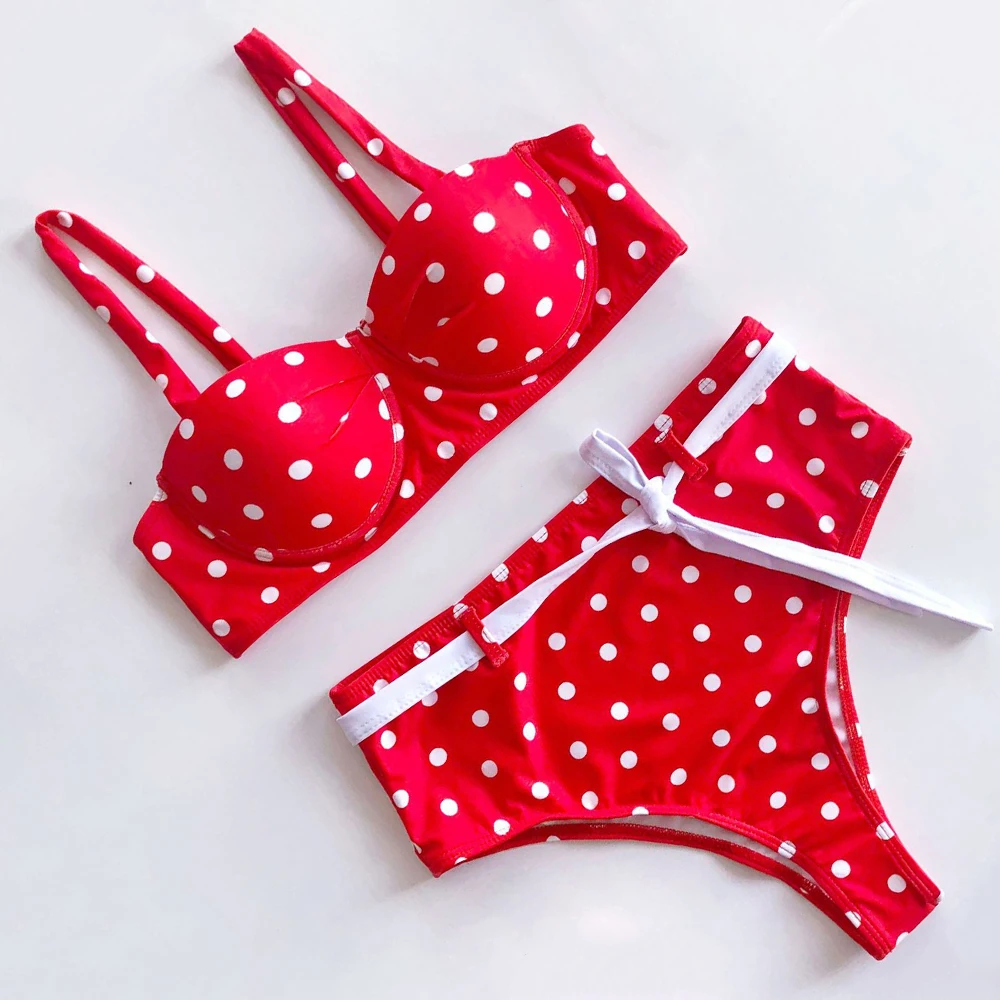 Red Swimwear Dot Bikini Set Sexy Push Up Bikini Halter Bandage Bathing Suit Women High Waist Swimsuit Summer Swimming Suit 2019
Red Swimwear Dot Bikini Set Sexy Push Up Bikini Halter Bandage Bathing Suit Women High Waist Swimsuit Summer Swimming Suit 2019