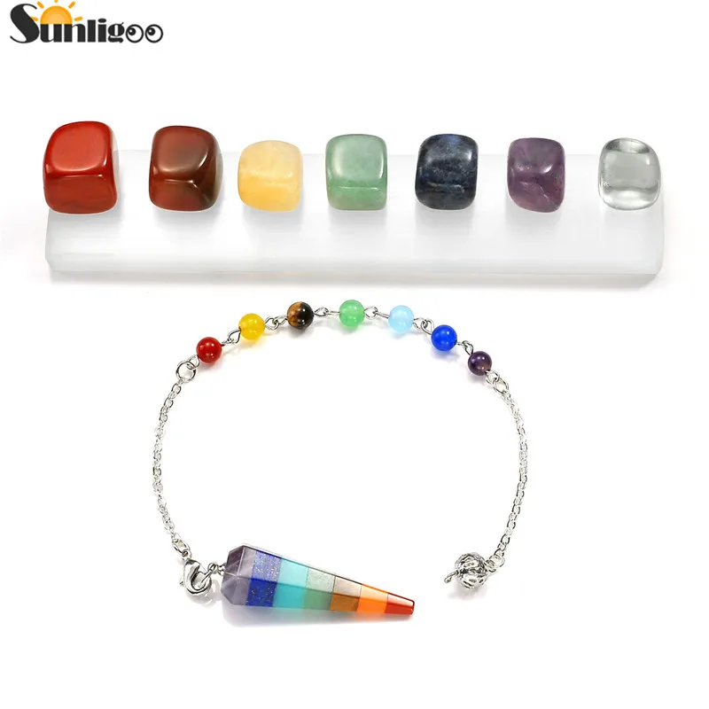 Sunligoo Newest 7 Chakra Natural Polished Tumbled Stones, 7 Chakra Crystal Dowsing Pendulum, Selenite Crystal Stick Healing Kit
Sunligoo Newest 7 Chakra Natural Polished Tumbled Stones, 7 Chakra Crystal Dowsing Pendulum, Selenite Crystal Stick Healing Kit