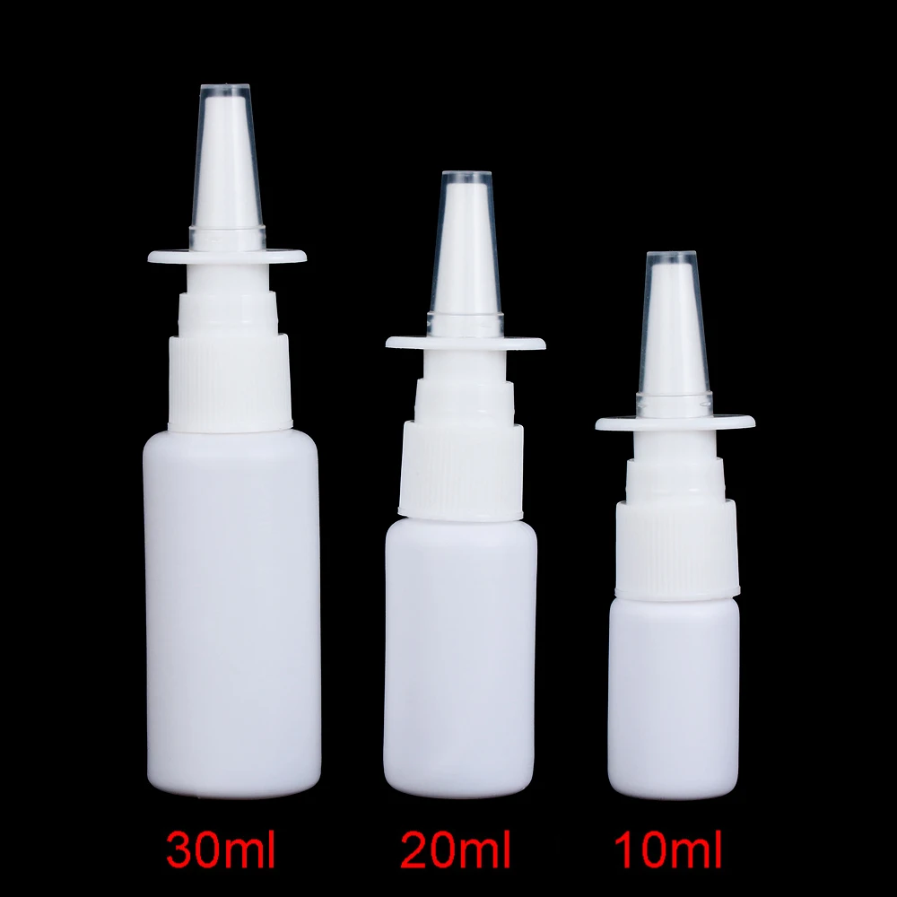 

1/2PC 10ml/20ml/30ml White Plastic Empty Nasal Spray Bottles Pump Sprayer Mist Nose Spray Medical Packaging Refillable Bottle