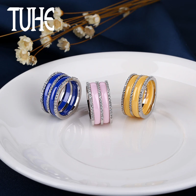 Simple Exquisite Double Ceramic Layer Ring With 3 Row Of Shining Rhinestone Yellow Pink Blue Color For Women Vitality Color Ring
Simple Exquisite Double Ceramic Layer Ring With 3 Row Of Shining Rhinestone Yellow Pink Blue Color For Women Vitality Color Ring