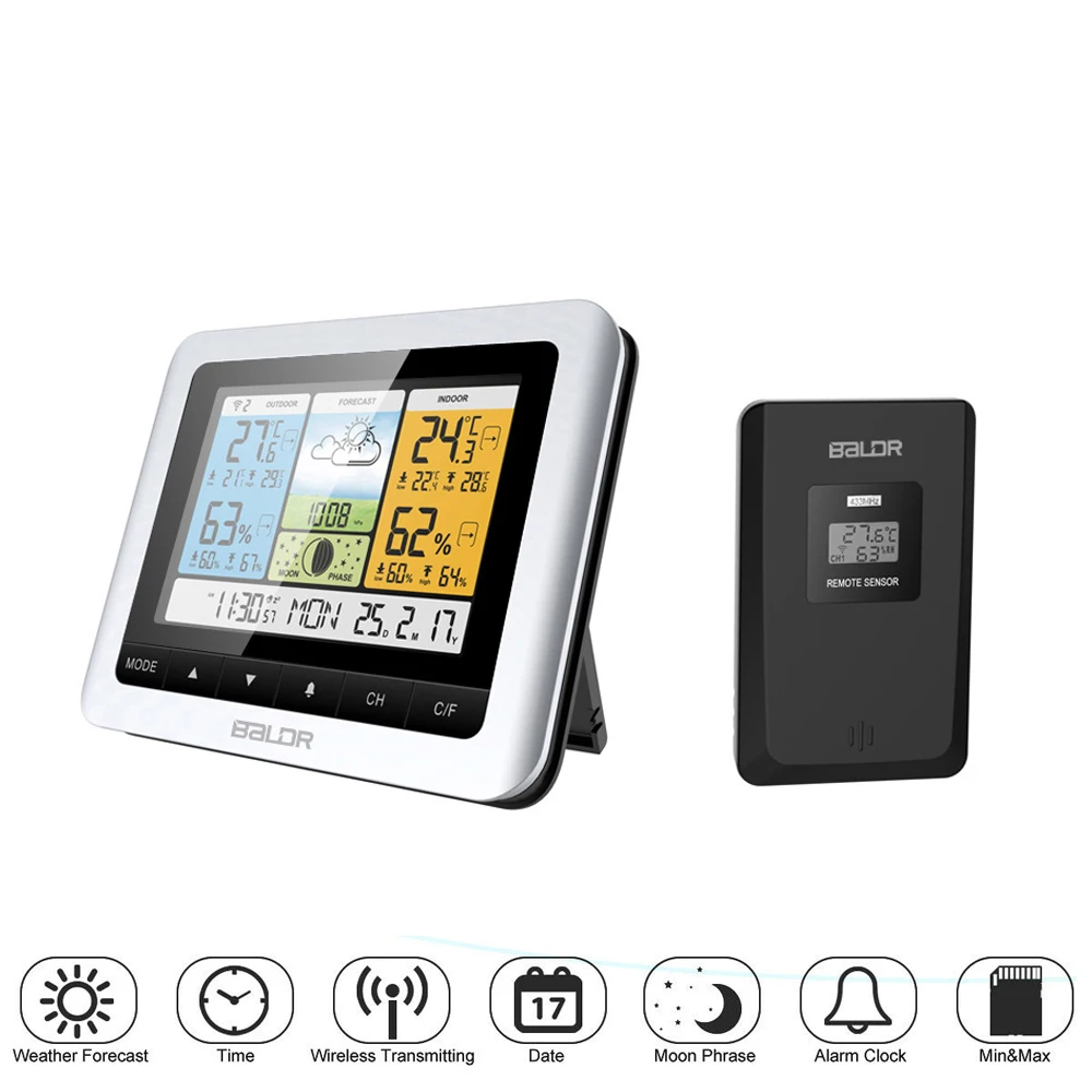 Weather Station Barometer Wireless Indoor Outdoor Sensor Thermometer Hygrometer Digital Alarm Clock Temperature Instruments
Weather Station Barometer Wireless Indoor Outdoor Sensor Thermometer Hygrometer Digital Alarm Clock Temperature Instruments