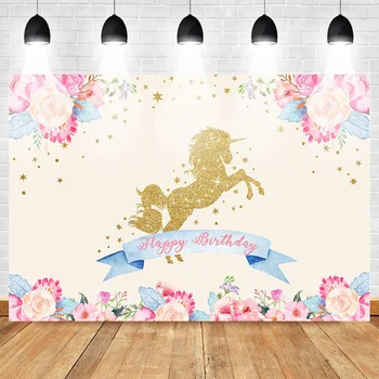 Happy Birthday Photography Backdrop for Kids Gold Horse Unicorn Flower Background Shiny Stars Baby Party Banner Decoration
Happy Birthday Photography Backdrop for Kids Gold Horse Unicorn Flower Background Shiny Stars Baby Party Banner Decoration